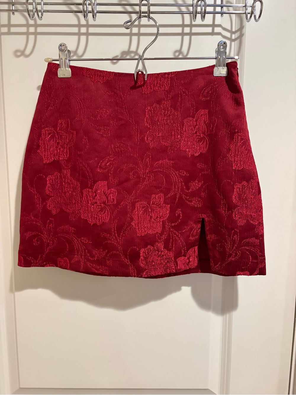Altar’d State deep red brocade print mini skirt - size small